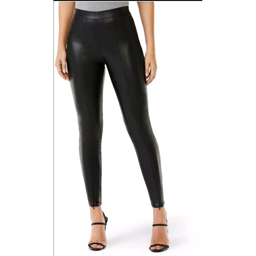 Sofia Vergara Black Pants Rosa Hem‎ Faux Leather Pull On Size 16